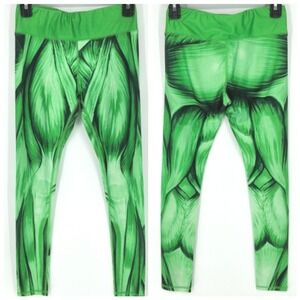 PIBA Womens Superhero Green Anatomy She Hulk Leggings Size S Athletic Workout